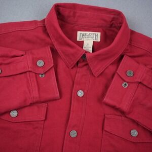 Duluth Canvas Fleece Lined Snap Front Work Shirt Jacket Mens XL Heavyweight Red